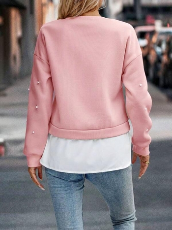 Sieviešu džemperis ar raglan piedurknēm un apaļu kaklu, poliestera twill audums, regulāra piegriezums, garas piedurknes, pavasaris 2025