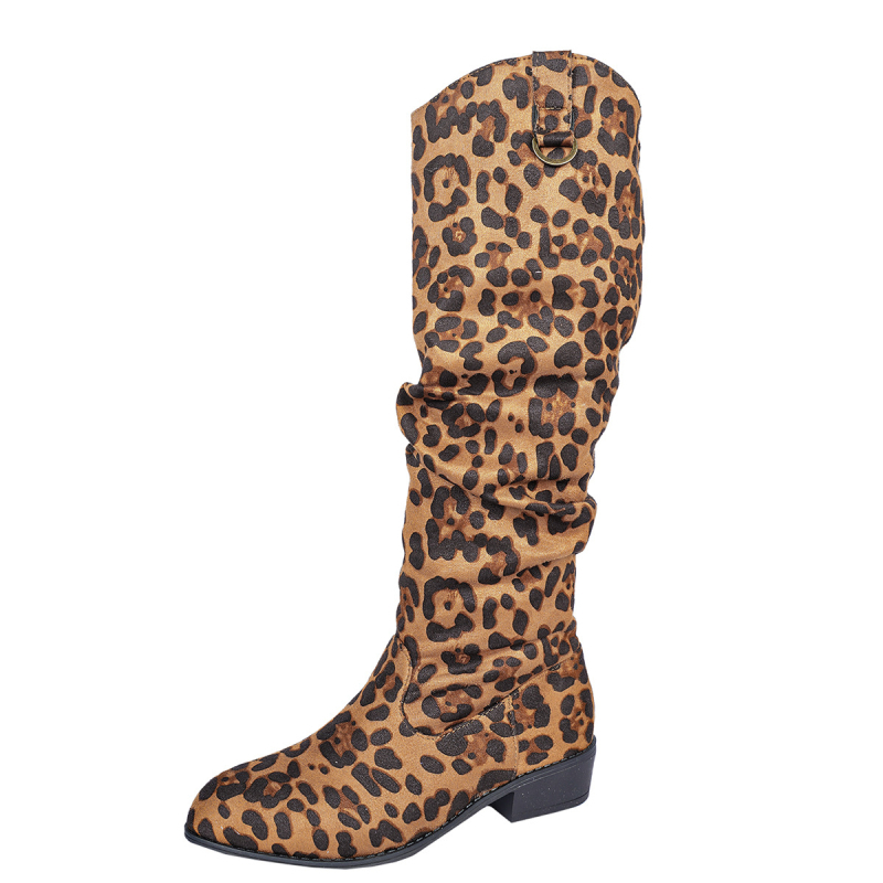 Moteriški Martin batai, smailus pirštas, leopardų raštas, aukštas kalnas, vidutinio kulno 3–5 cm, Europos ir Amerikos stilius