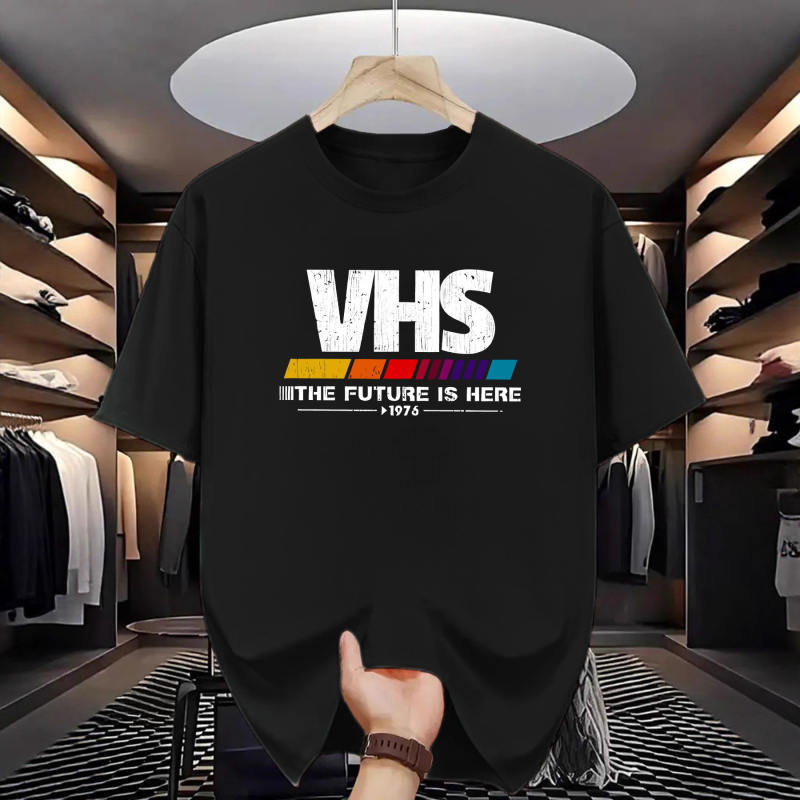 Vyrų trumpų rankovių marškinėliai su apvaliu kaklo linija, prigludęs kirpimas, poliesteris, vasaros spausdinimas