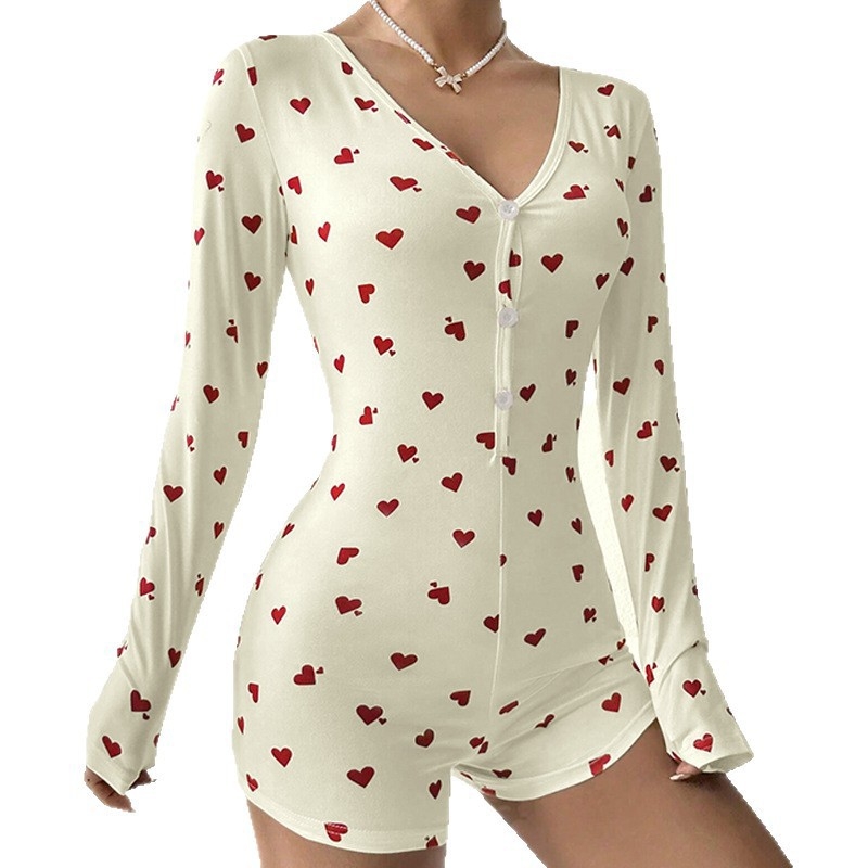 Bodžio komplektas su gėlių raštu, V kaklo iškirptė, ilgomis rankovėmis, šortai, poliesteris