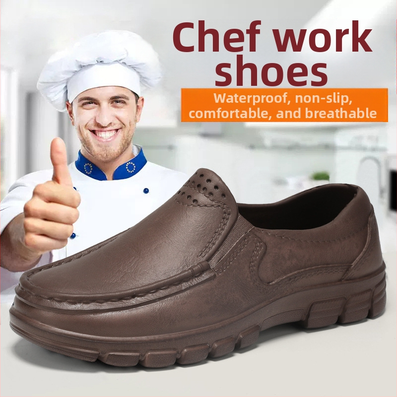 Pánska slip-on kuchynská bezpečnostná obuv, nepremokavá, protišmyková, olejodolná, PU vršok