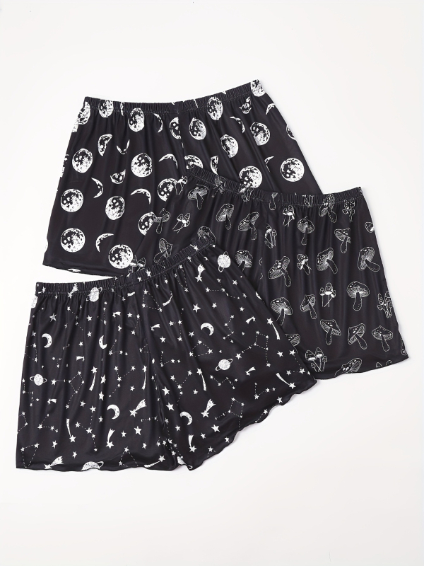 3 dalių moterų pižamos komplektas – pusvelveto audinys, animacinio stiliaus, pavasaris 2025