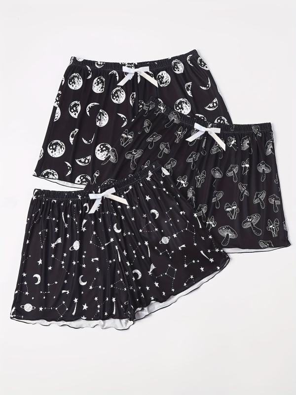 3 dalių moterų pižamos komplektas – pusvelveto audinys, animacinio stiliaus, pavasaris 2025