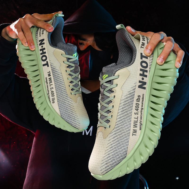 Bėgimo bateliai su kvėpuojančia tinklo viršutine, gumine padas, universalūs, raištelių užsegimas, smūgių sugėrimas ir energijos atgavimas