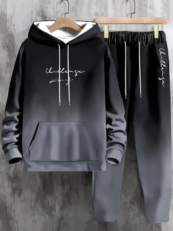 Vyrų hoodie komplektas, laisvas kirpimas euro-amerikos stiliuje, 3D skaitmeninė spauda, 96% poliesteris, su gobtuvu, tinkamas pavasariui ir rudeniui