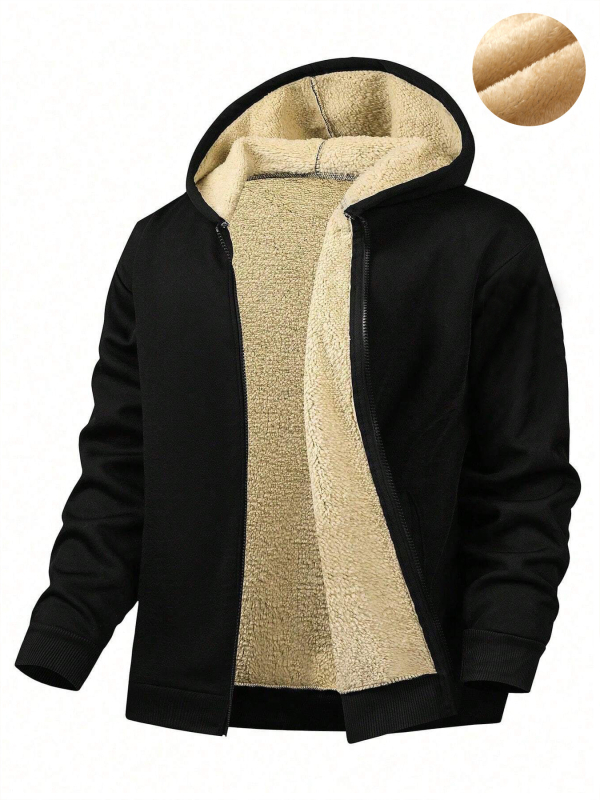 Férfi kapucnis corduroy dzseki juhbőr bélésével, poliészter töltettel, elülső cipzárral, téli 2024