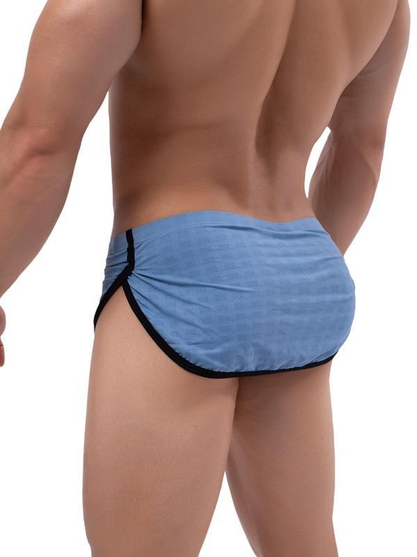 Vyrų kvėpuojančios medvilninės apatinės kelnaitės su aukšta juosmeniu ir PVC įdėklu kirkšnies zonoje, pavasariui.