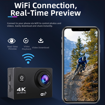 Kamera za nošenje na glavi – 4K video, 16MP fotografije, 2.0″ LCD, TF kartica pohrana, 900mAh baterija