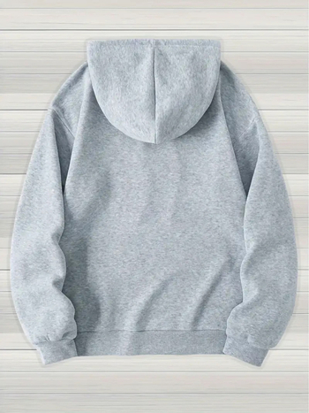 Kasdienis poliesterio džemperinis komplektas su raidžių spauda, gobtuvu, ilgosiomis rankovėmis ir ilgomis kelnėmis