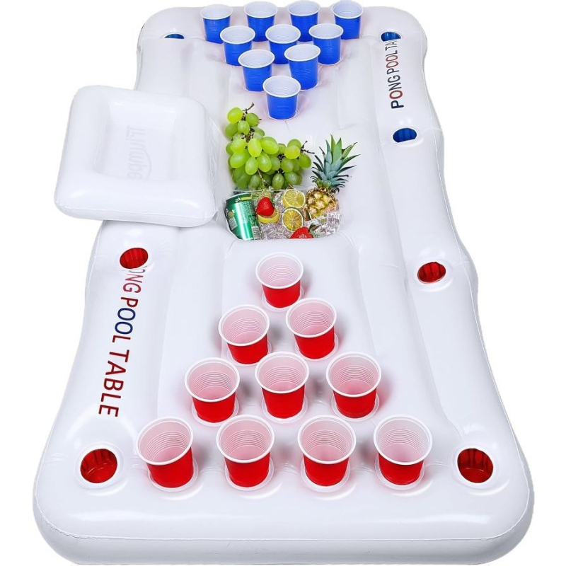 Naduvani stol za ping-pong za zabave uz bazen, plutajući stol s 28 rupa, ekološki PVC