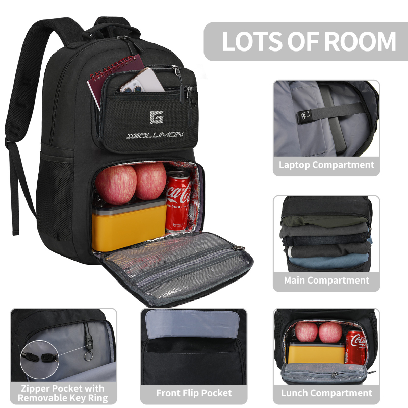 IGOLUMON Izoliuotos nešiojamojo kompiuterio kuprinė, 20–35 L, poliesteris, atspari vandeniui, oro pagalvės dirželiai