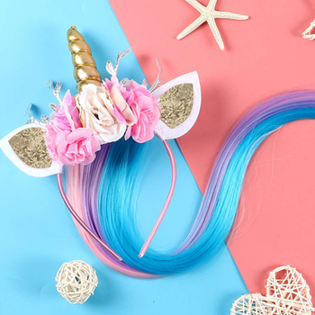 Mu Xiaoxi kézzel készített textil egyszarvú fejfedő, hercegnő stílus, virágos dísz, termékkód 15010043