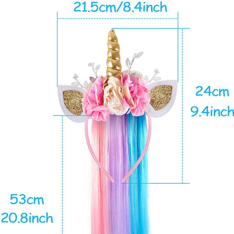 Mu Xiaoxi kézzel készített textil egyszarvú fejfedő, hercegnő stílus, virágos dísz, termékkód 15010043