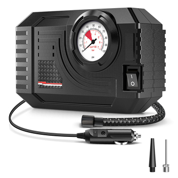 Φορητή αντλία αέρα αυτοκινήτου με μετρητή πίεσης ελαστικών, 12V, 120W, 25 L/min, 3 m καλώδιο, 20 cm σωλήνας