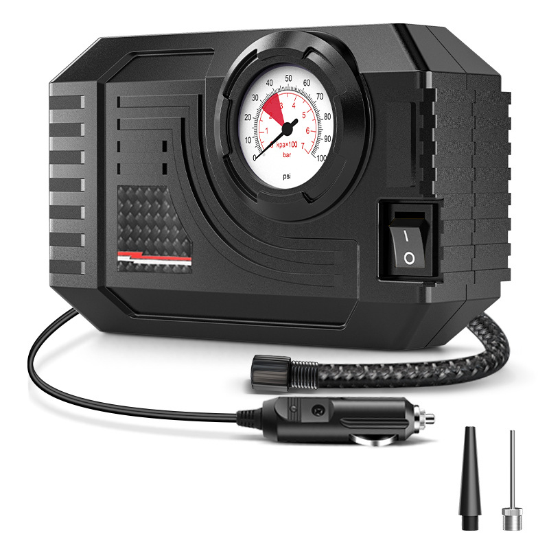 Φορητή αντλία αέρα αυτοκινήτου με μετρητή πίεσης ελαστικών, 12V, 120W, 25 L/min, 3 m καλώδιο, 20 cm σωλήνας