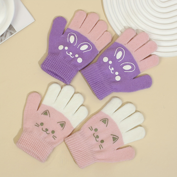 Pletene rukavice s mačjom šapom za djecu - unisex, mink koža, cijeli prst, proljeće, jd601099523829455