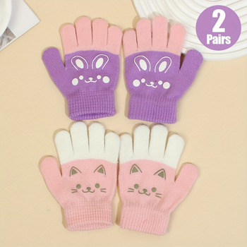 Pletene rukavice s mačjom šapom za djecu - unisex, mink koža, cijeli prst, proljeće, jd601099523829455