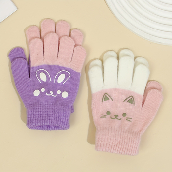 Pletene rukavice s mačjom šapom za djecu - unisex, mink koža, cijeli prst, proljeće, jd601099523829455