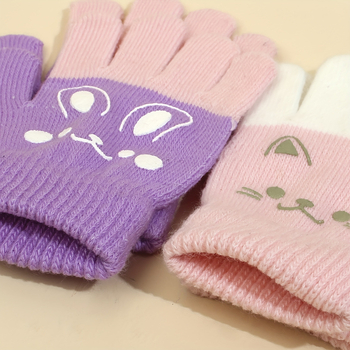 Pletene rukavice s mačjom šapom za djecu - unisex, mink koža, cijeli prst, proljeće, jd601099523829455
