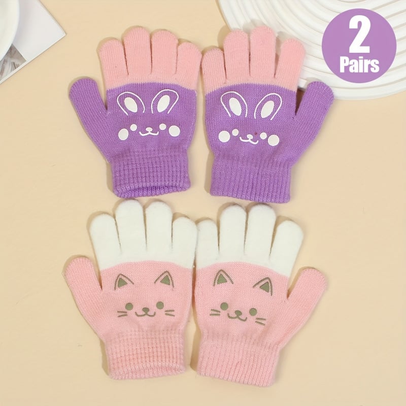 Pletene rukavice s mačjom šapom za djecu - unisex, mink koža, cijeli prst, proljeće, jd601099523829455