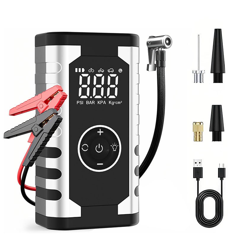 Automobiālais ārkārtas uzlādes avots ar gaisa sūkni – viss vienā, pārnēsājams, ieeja 12V, izeja 5V, starptautiska sertifikācija