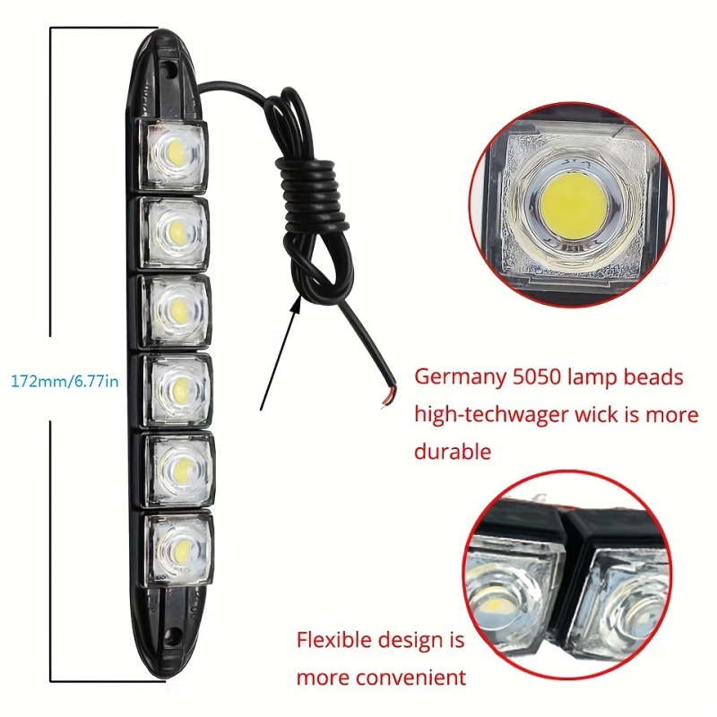 Elastīgie LED dienas lukturi automašīnai ar čūskas dizainu un ērgļa acīm, 12V, 0,5A, 3W, plastmasas korpuss