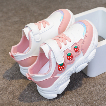 Mergaitei skirti bėgimo bateliai - 2025 m. pavasaris, viršus PU, padas PVC, užsegimas Velcro, lengvi ir atsparūs slydimui