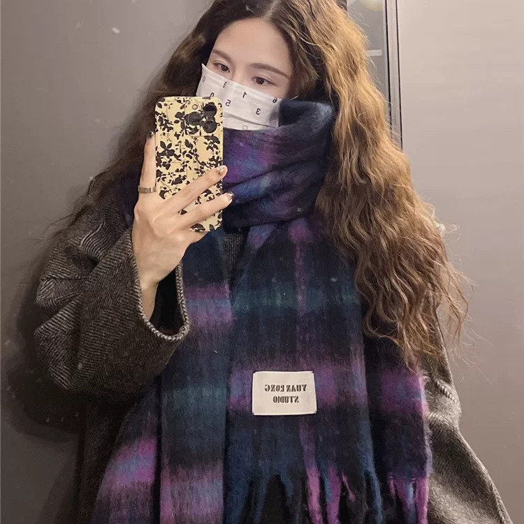 Mohair šalis su kutais, paprastas audimas, poliesterio audinys, šiluma žiemai