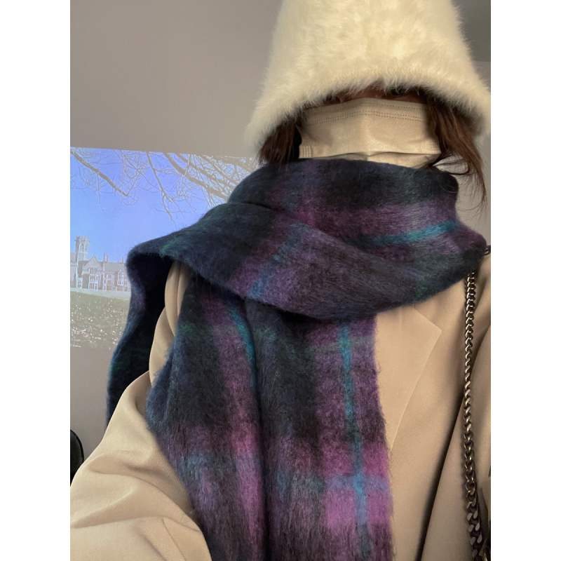 Mohair šalis su kutais, paprastas audimas, poliesterio audinys, šiluma žiemai