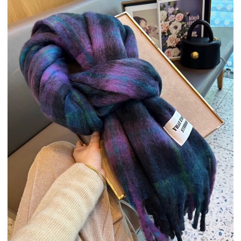 Mohair šalis su kutais, paprastas audimas, poliesterio audinys, šiluma žiemai