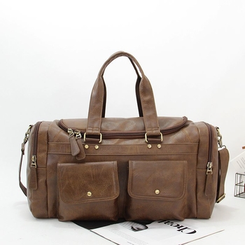 Мъжка пътна чанта с голям капацитет, ретро стил, много джобове, предно отваряне, ципно затваряне