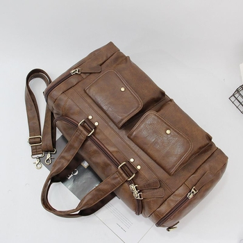 Мъжка пътна чанта с голям капацитет, ретро стил, много джобове, предно отваряне, ципно затваряне