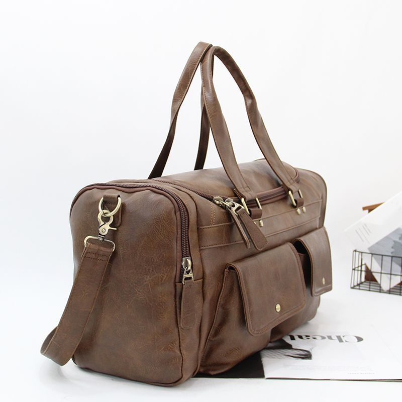 Мъжка пътна чанта с голям капацитет, ретро стил, много джобове, предно отваряне, ципно затваряне