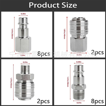 Pneumatski brzi spojni set, ženski unutarnji navoj, spojnice za cijevi kompresora zraka, instalacija uz brzo uvrtanje, set od 20 komada