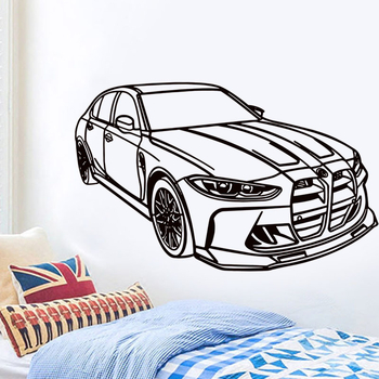 Autós PVC falmatrica - dekoratív, öntapadós, eltávolítható, 1 darab, nappali, hálószoba, dolgozószoba és bejárat számára; modern sík falmatrica