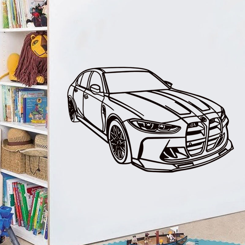 Autós PVC falmatrica - dekoratív, öntapadós, eltávolítható, 1 darab, nappali, hálószoba, dolgozószoba és bejárat számára; modern sík falmatrica