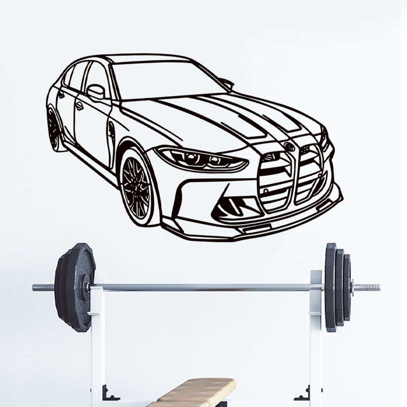 Autós PVC falmatrica - dekoratív, öntapadós, eltávolítható, 1 darab, nappali, hálószoba, dolgozószoba és bejárat számára; modern sík falmatrica