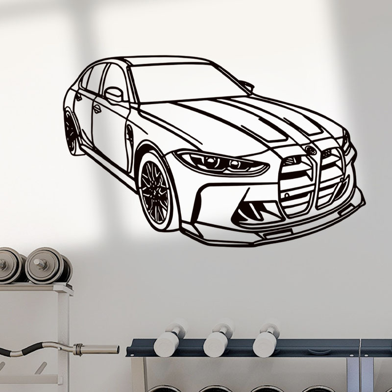 Autós PVC falmatrica - dekoratív, öntapadós, eltávolítható, 1 darab, nappali, hálószoba, dolgozószoba és bejárat számára; modern sík falmatrica