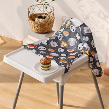 Dječja vodootporna pregača za blagovaonski stolac, uzorak životinja, 100% poliester, za uzrast 1–3 godine