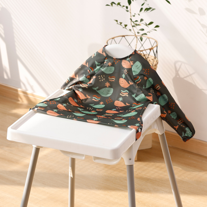 Dječja vodootporna pregača za blagovaonski stolac, uzorak životinja, 100% poliester, za uzrast 1–3 godine