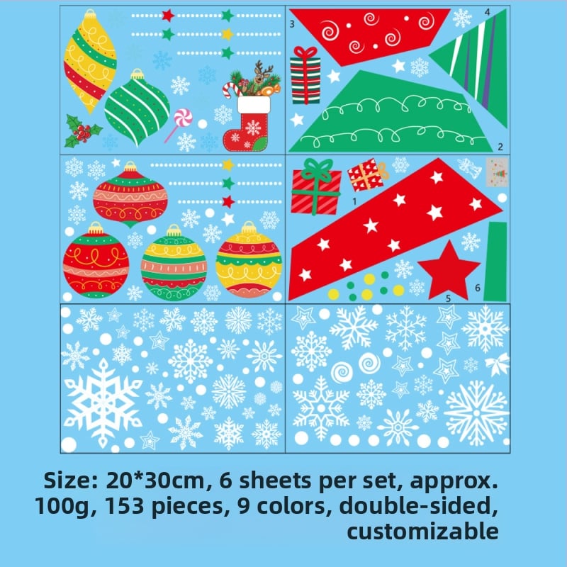 Božićne naljepnice za prozore: lik od medenjaka i snježni čovjek, PVC, elektrostaticko prianjanje