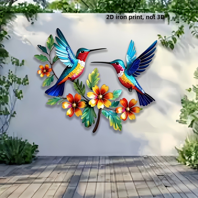 Dzelzs sienas māksla – zieds, bites un putns metāla siluētā, Eiropas stils, zīmols Lixing, modelis 7-21-8, piemērots mājai, dārzam un birojam