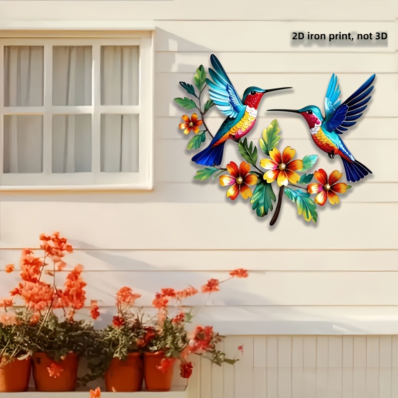 Dzelzs sienas māksla – zieds, bites un putns metāla siluētā, Eiropas stils, zīmols Lixing, modelis 7-21-8, piemērots mājai, dārzam un birojam