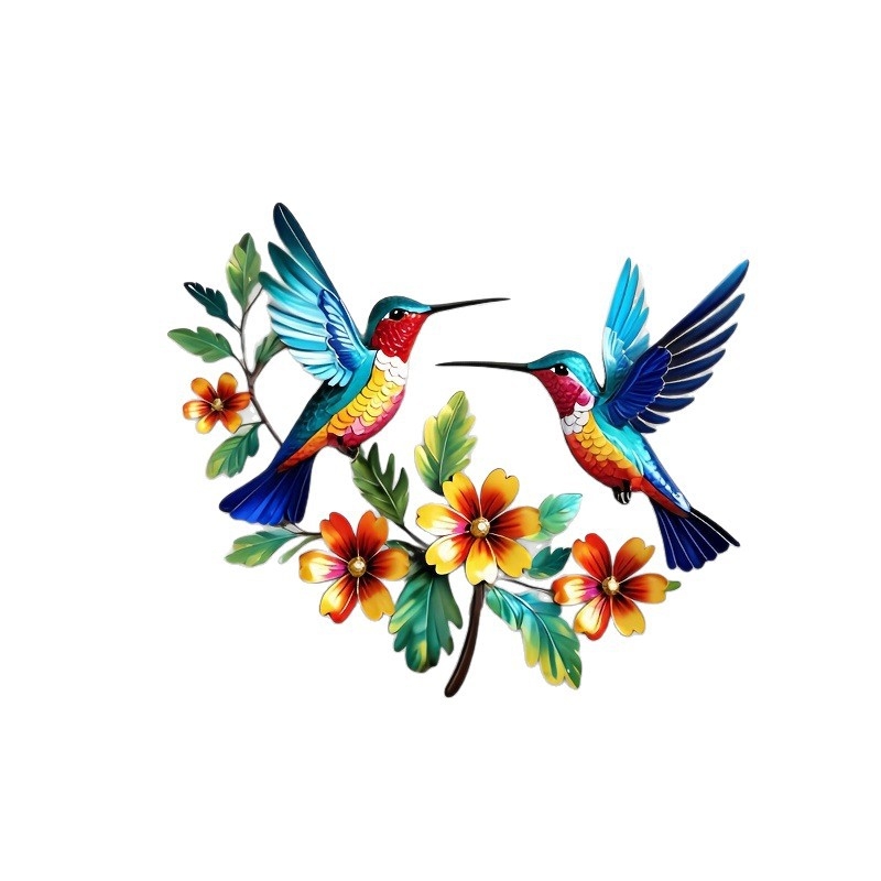 Dzelzs sienas māksla – zieds, bites un putns metāla siluētā, Eiropas stils, zīmols Lixing, modelis 7-21-8, piemērots mājai, dārzam un birojam