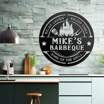 BBQ geležinis sienos meno kūrinys – šiuolaikiškas minimalistinis sienos dekoras namams, biurui ir restoranui (Metal Mural Series)