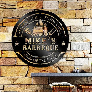 BBQ geležinis sienos meno kūrinys – šiuolaikiškas minimalistinis sienos dekoras namams, biurui ir restoranui (Metal Mural Series)