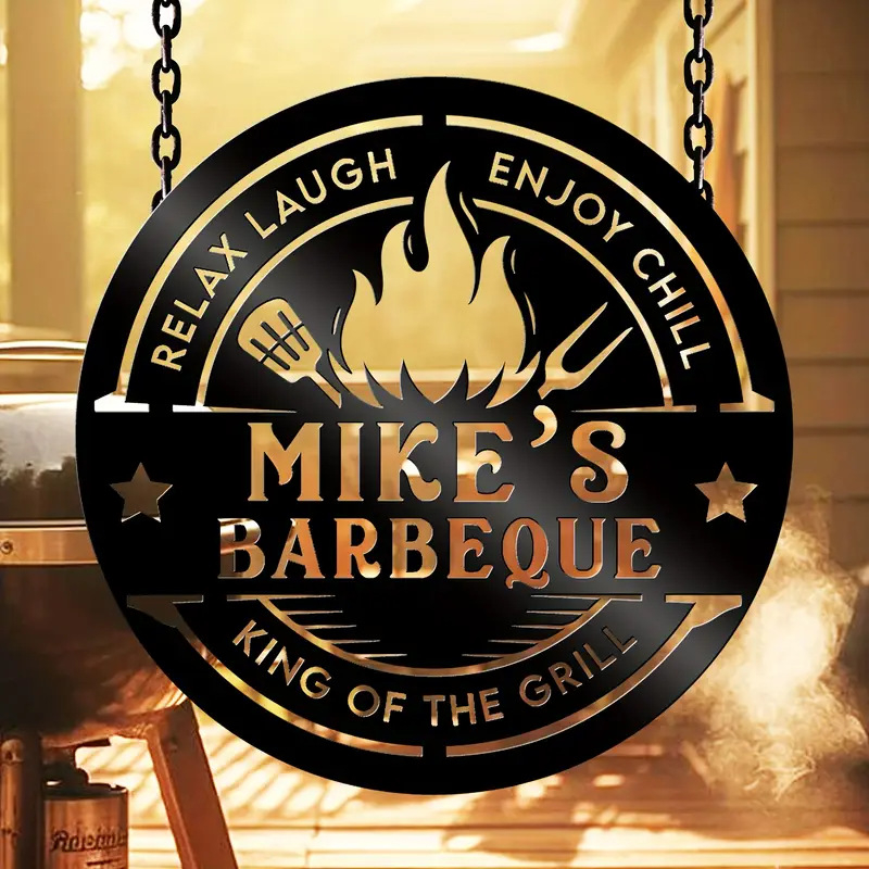 BBQ geležinis sienos meno kūrinys – šiuolaikiškas minimalistinis sienos dekoras namams, biurui ir restoranui (Metal Mural Series)