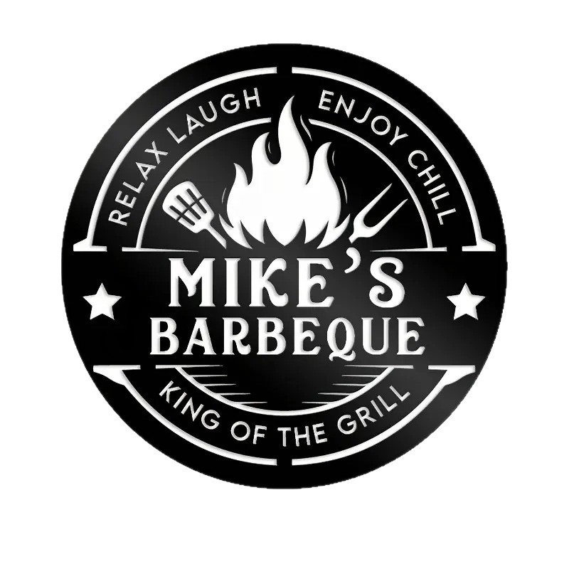 BBQ geležinis sienos meno kūrinys – šiuolaikiškas minimalistinis sienos dekoras namams, biurui ir restoranui (Metal Mural Series)