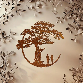 Geležinis sieninis papuošalas — Gyvybės medis, DY2516, Riding the Wave, šiuolaikinis minimalistinis stilius