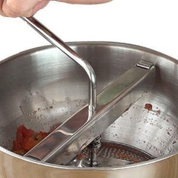 Nerūsējošā tērauda daudzfunkcionāls virtuves palīgs – blenderis un purētājs, ar roku, piemērots augļiem, dārzeņiem, bērnu ēdienam, ievārījumam un kartupeļu biezenim